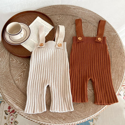 knit baby high waisted overalls