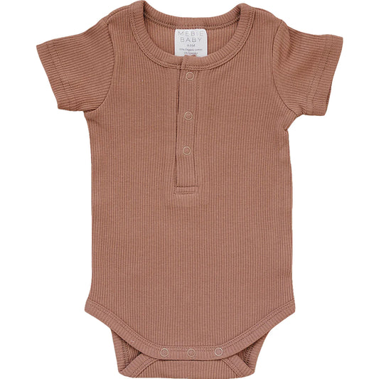 dusty rose organic cotton ribbed snap bodysuit