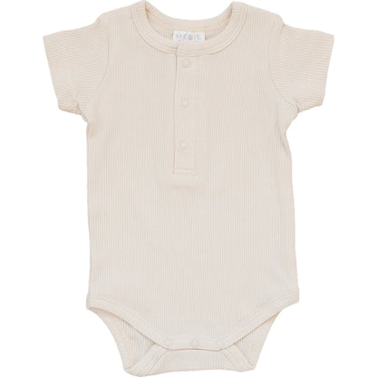 vanilla organic cotton ribbed snap bodysuit