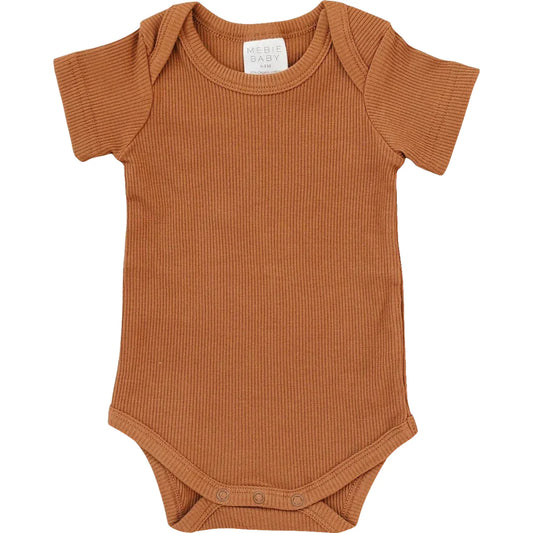 mustard organic cotton short sleeve ribbed bodysuit