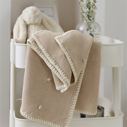 knit pom baby blanket - Ivory Soul