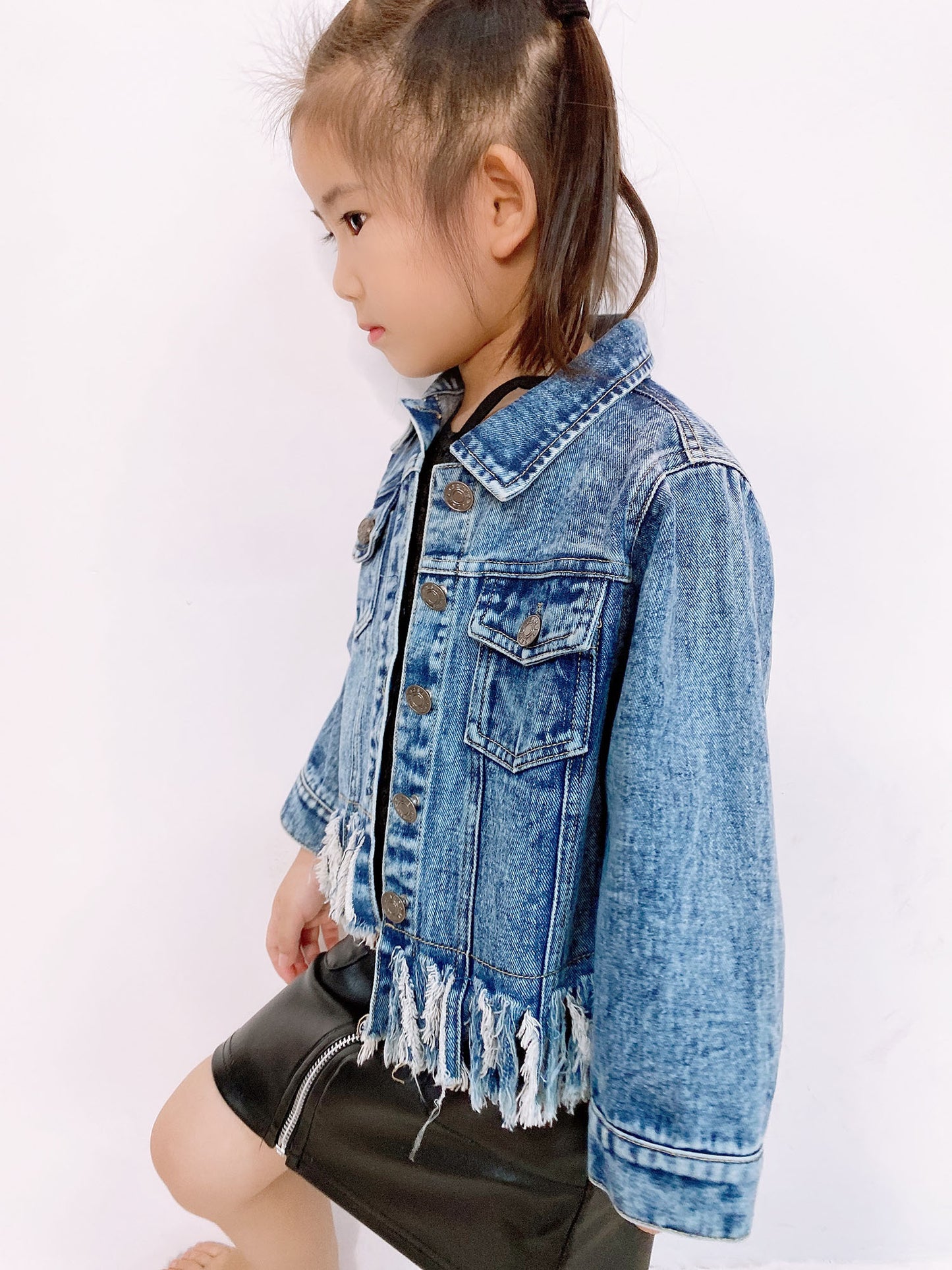 ripped fringed denim jacket