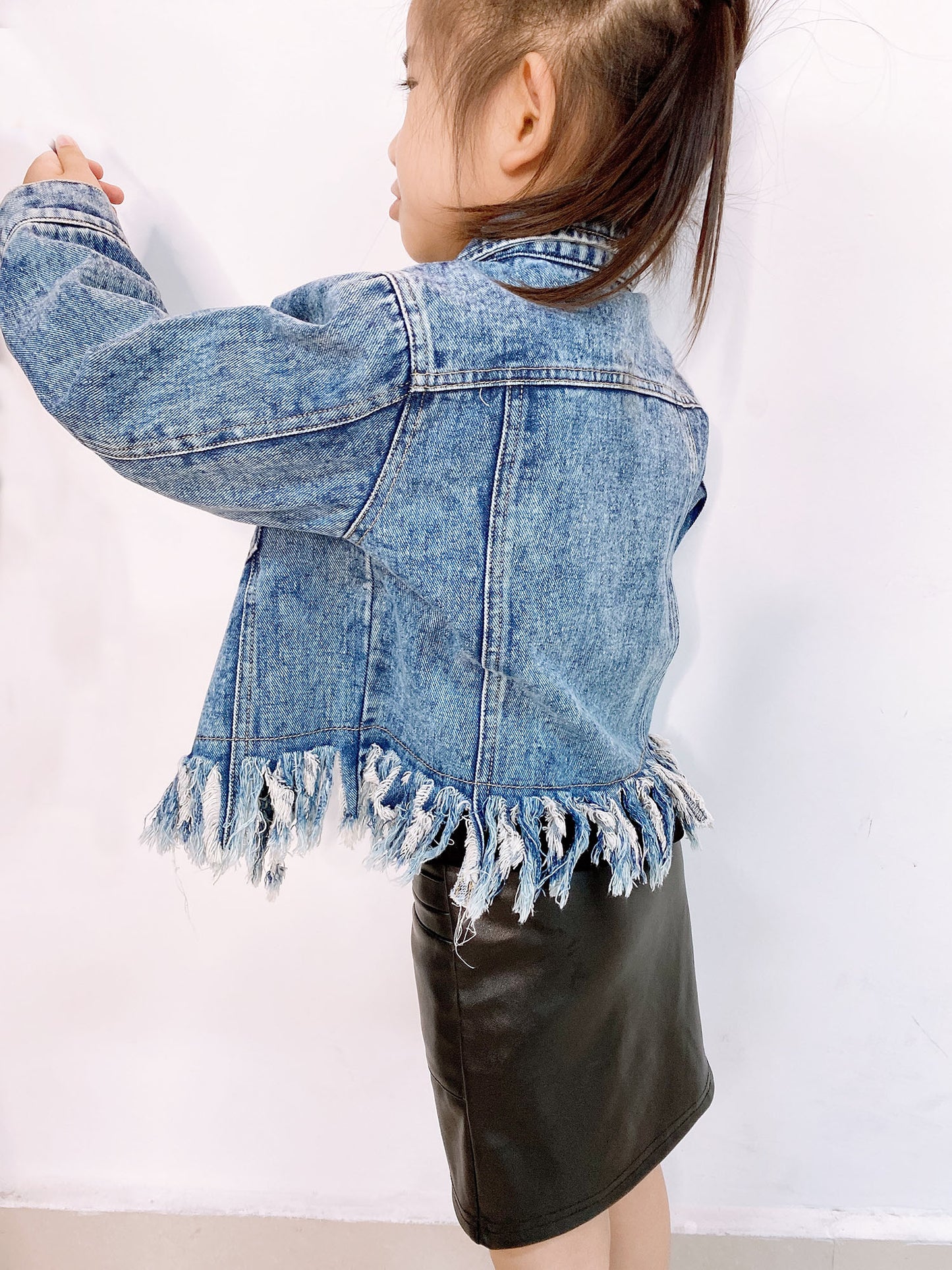 ripped fringed denim jacket