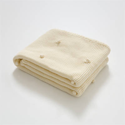 knit pom baby blanket - Ivory Soul