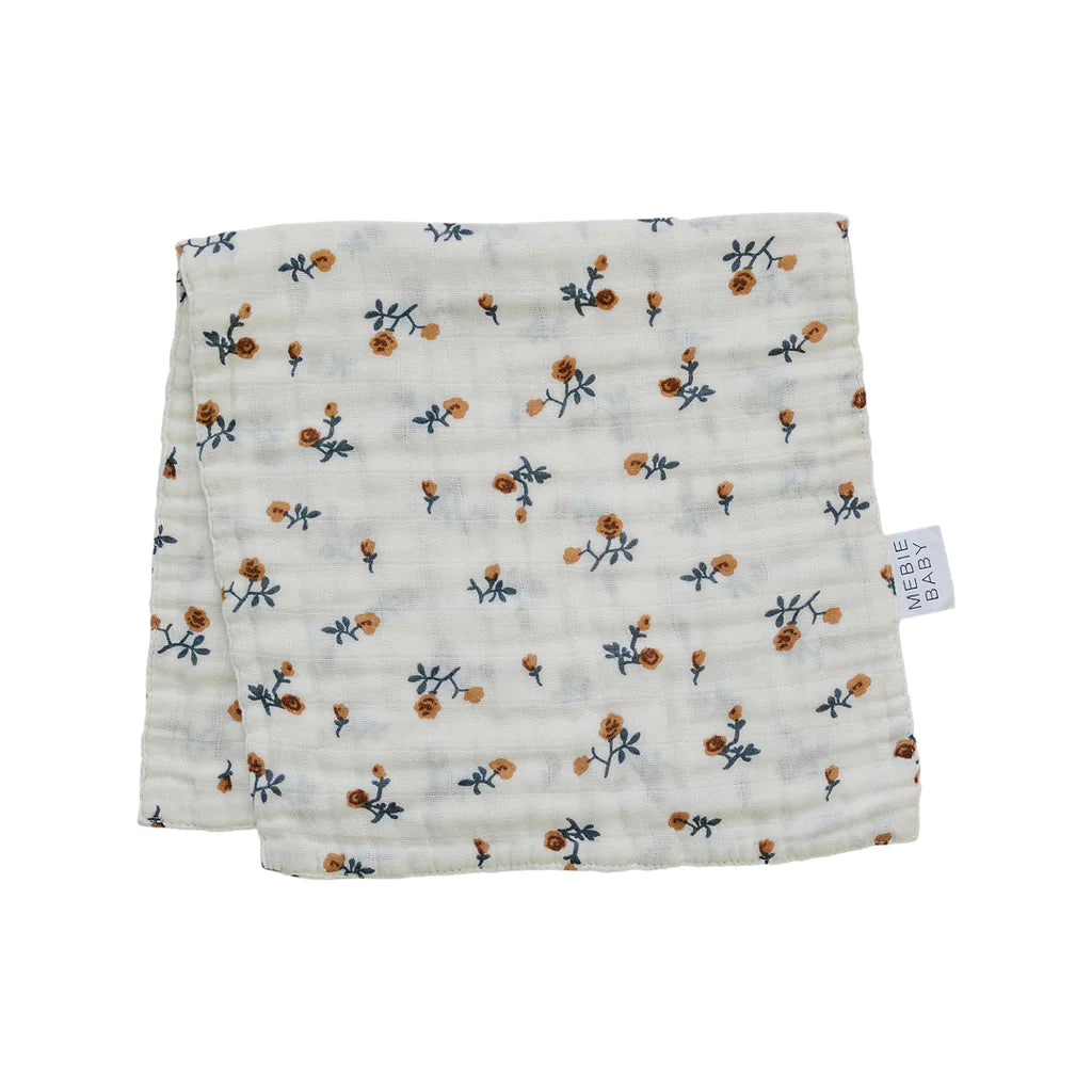 cream floral burp cloth