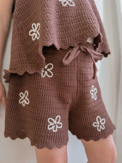 daisy knit tie set - espresso