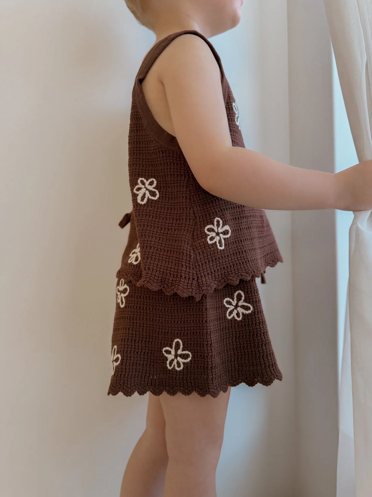 daisy knit tie set - espresso