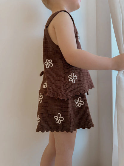 daisy knit tie set - espresso