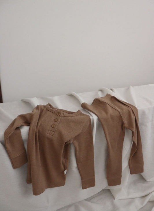 two piece cotton lounge wear • camel