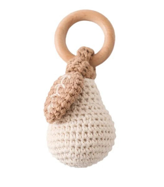pear crochet rattle + teether