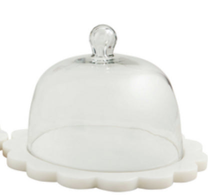 scallop + marble cloche