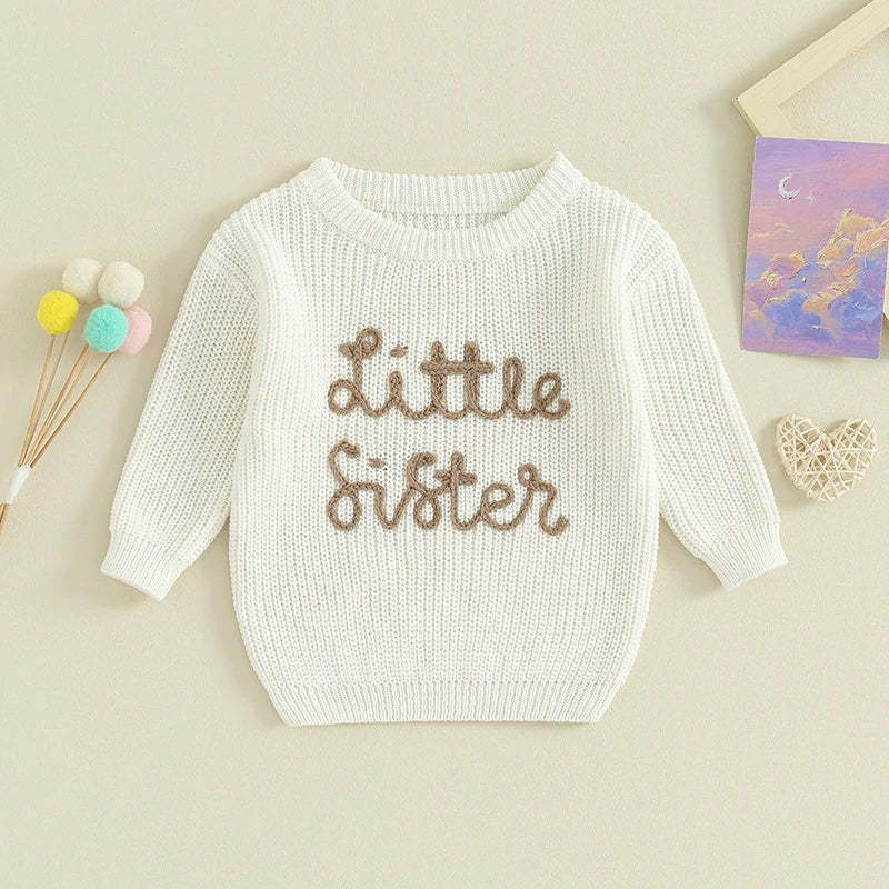 little sister embroidered sweater • white - Ivory Soul