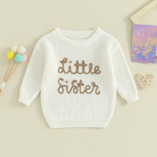 little sister embroidered sweater • white