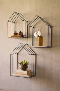 wood + metal house shelves