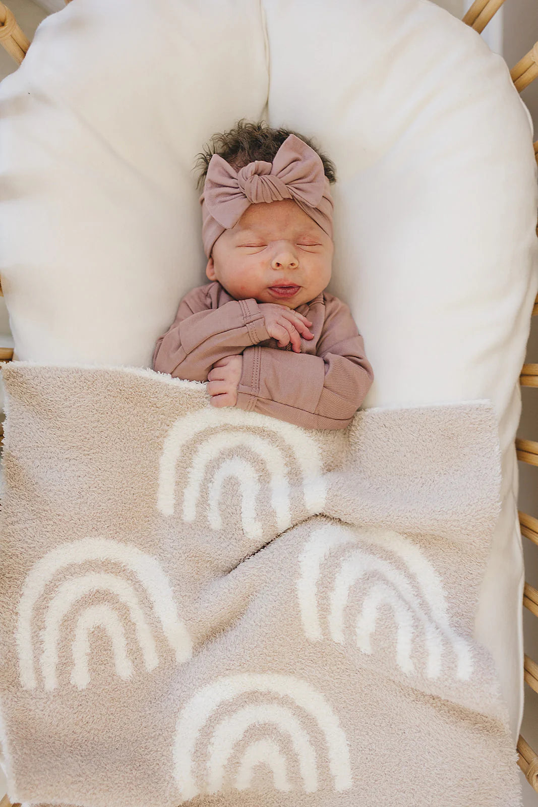 taupe rainbow plush blanket