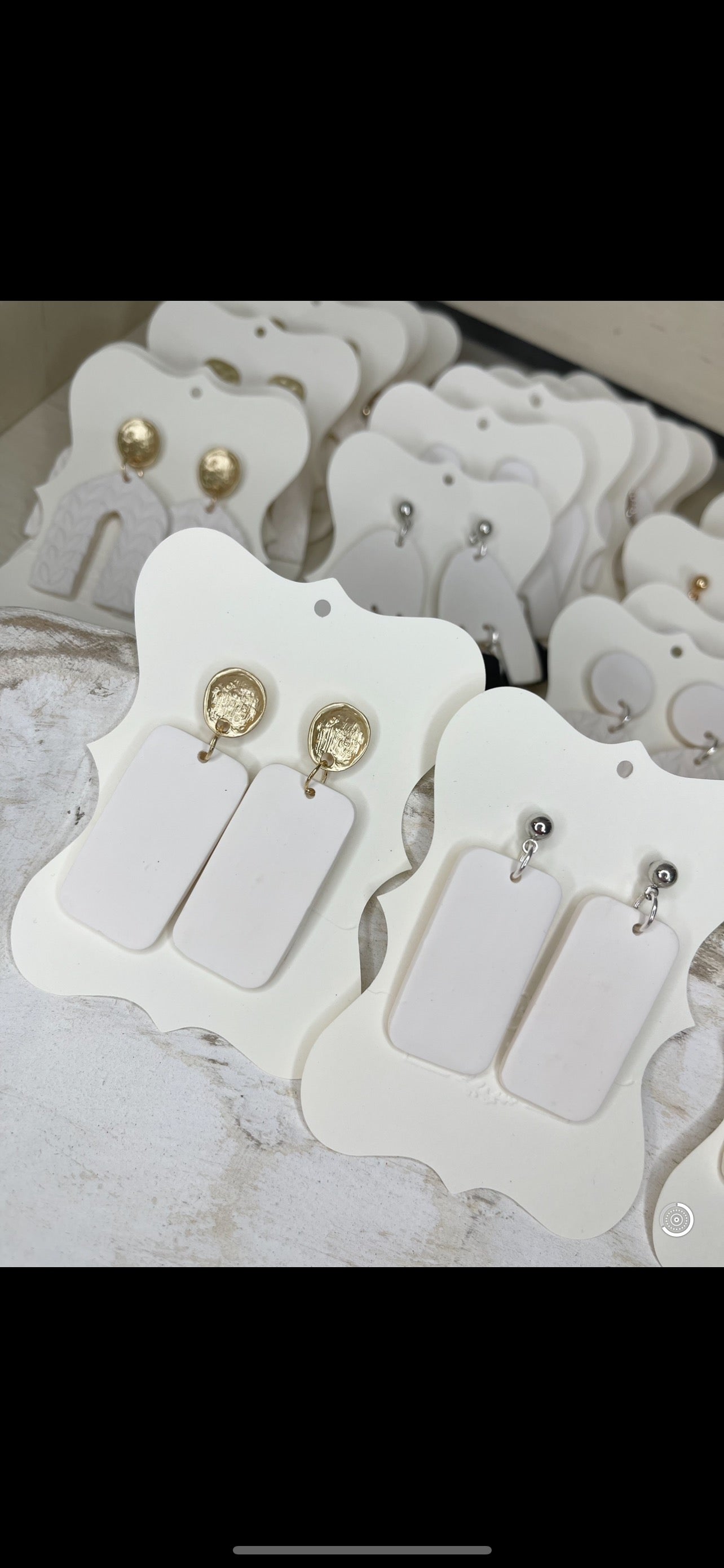 mystery dangle clay earrings - white