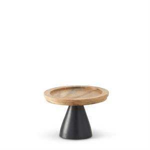 mango wood cake stand/riser with black metal base