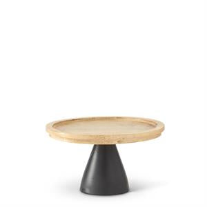 mango wood cake stand/riser with black metal base