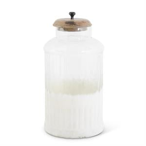 glass containers with frosted bottom + wooden lid - Ivory Soul
