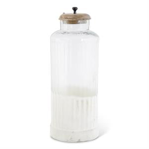 glass containers with frosted bottom + wooden lid - Ivory Soul