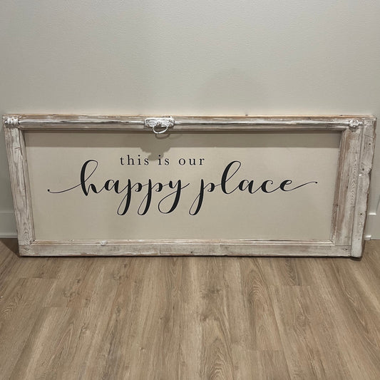 handcrafted "happy place" sign