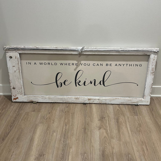 handcrafted "be kind" sign