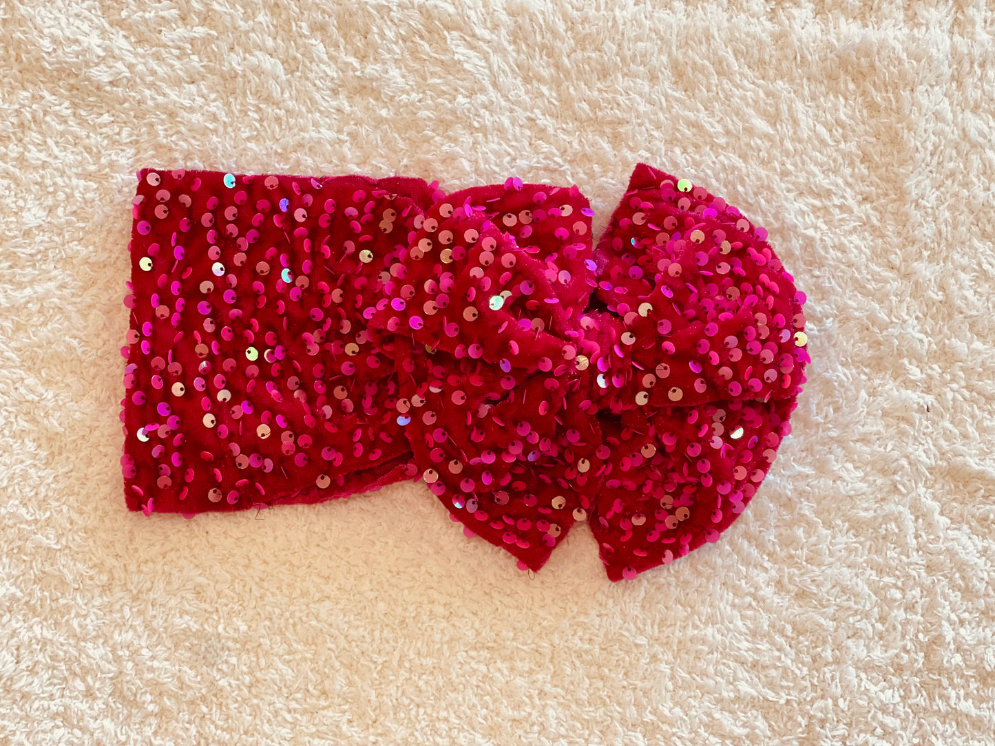 fuschia velvet sequin bow