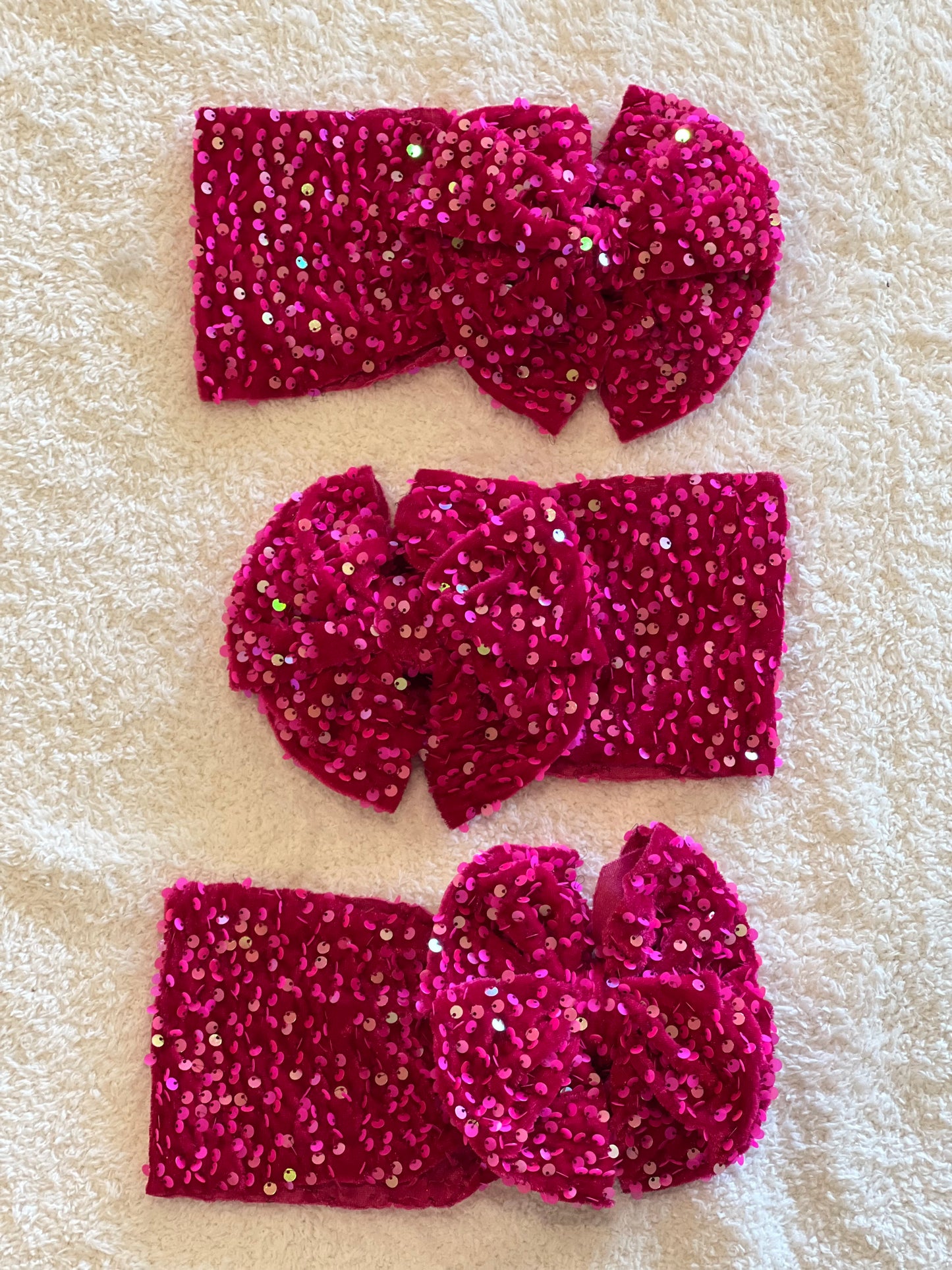 fuschia velvet sequin bow