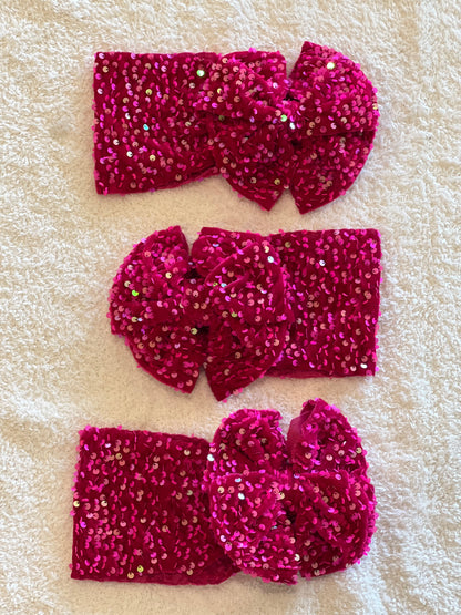 fuschia velvet sequin bow