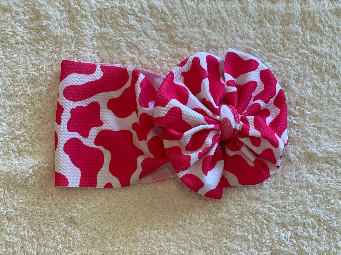 hot pink cow print bow - Ivory Soul