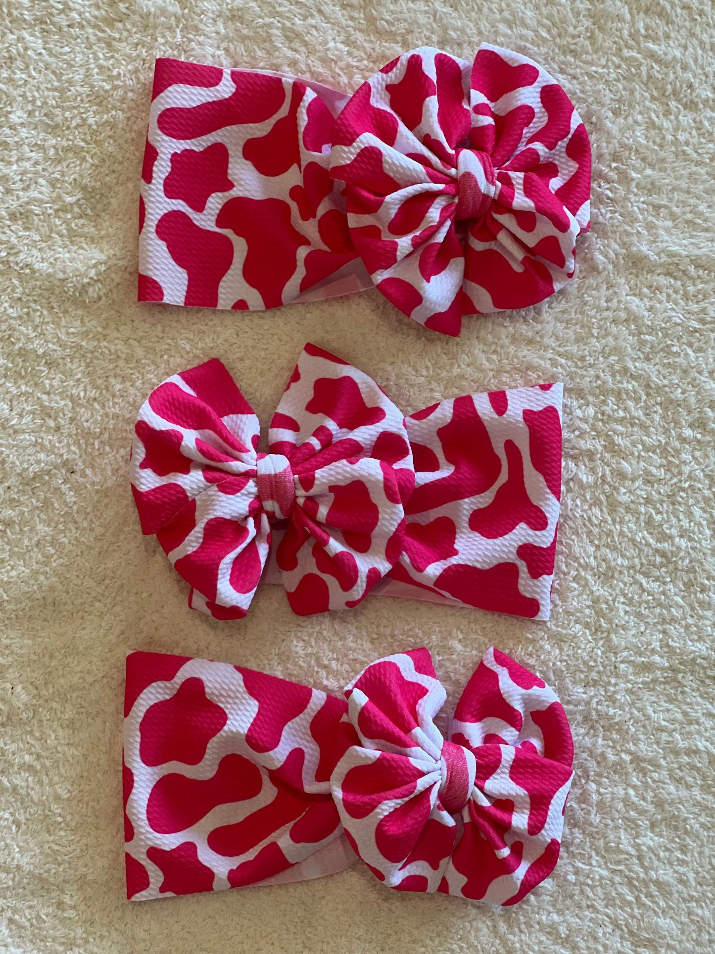 hot pink cow print bow - Ivory Soul