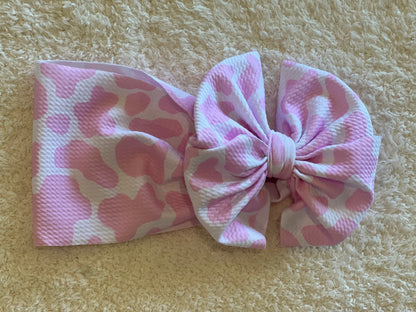 light pink cow print bow