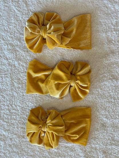 yellow velvet bow