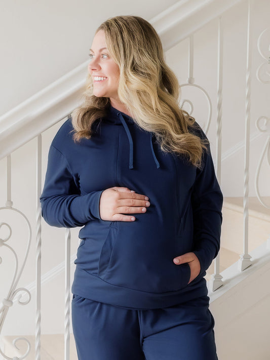 Bamboo Maternity & Nursing Hoodie | Navy