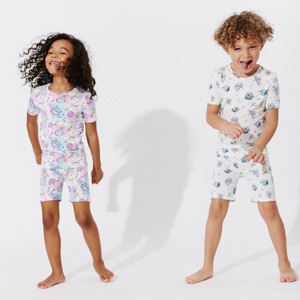 Comic Purple Bamboo Kids Pajama Short Set - Ivory Soul