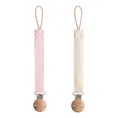 Linen Pacifier Clip 2-Pack - Ivory Soul