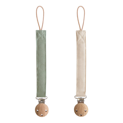 Linen Pacifier Clip 2-Pack - Ivory Soul