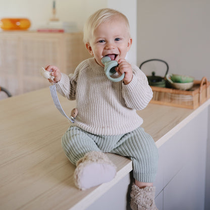 Linen Pacifier Clip 2-Pack - Ivory Soul