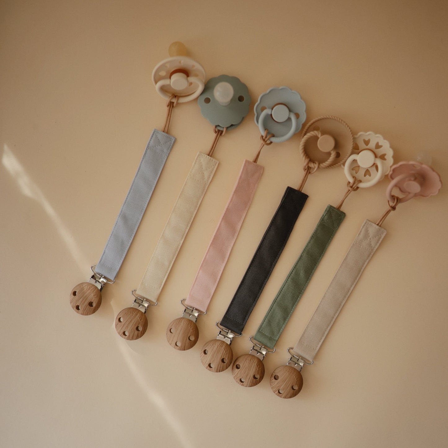 Linen Pacifier Clip 2-Pack - Ivory Soul