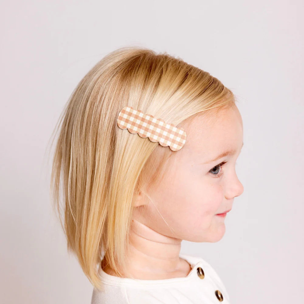 leather - bronze check snap clip