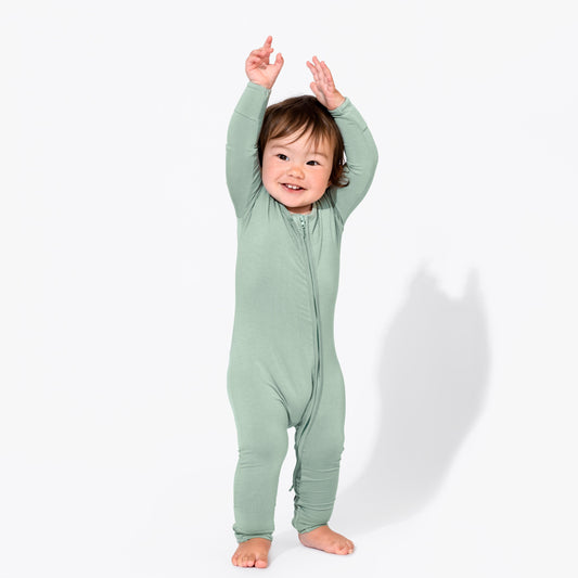 Misty Green Bamboo Convertible Footie