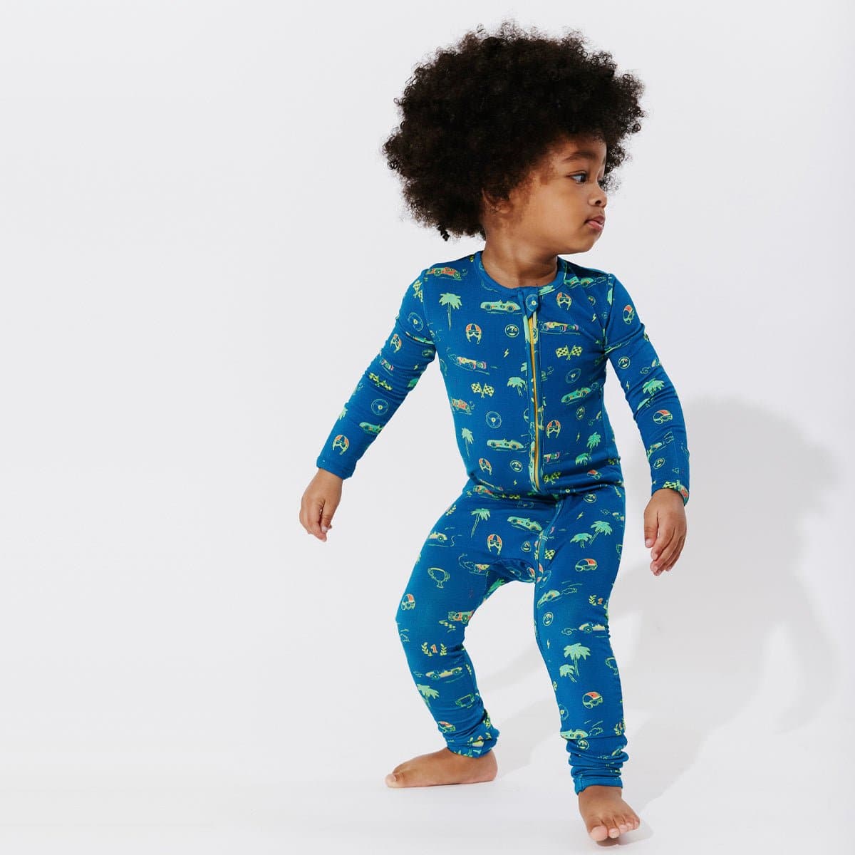 Monaco Blue Bamboo Convertible Footie - Ivory Soul