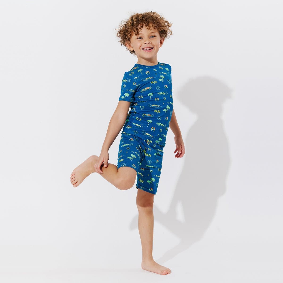 Monaco Blue Bamboo Kids Pajama Short Set