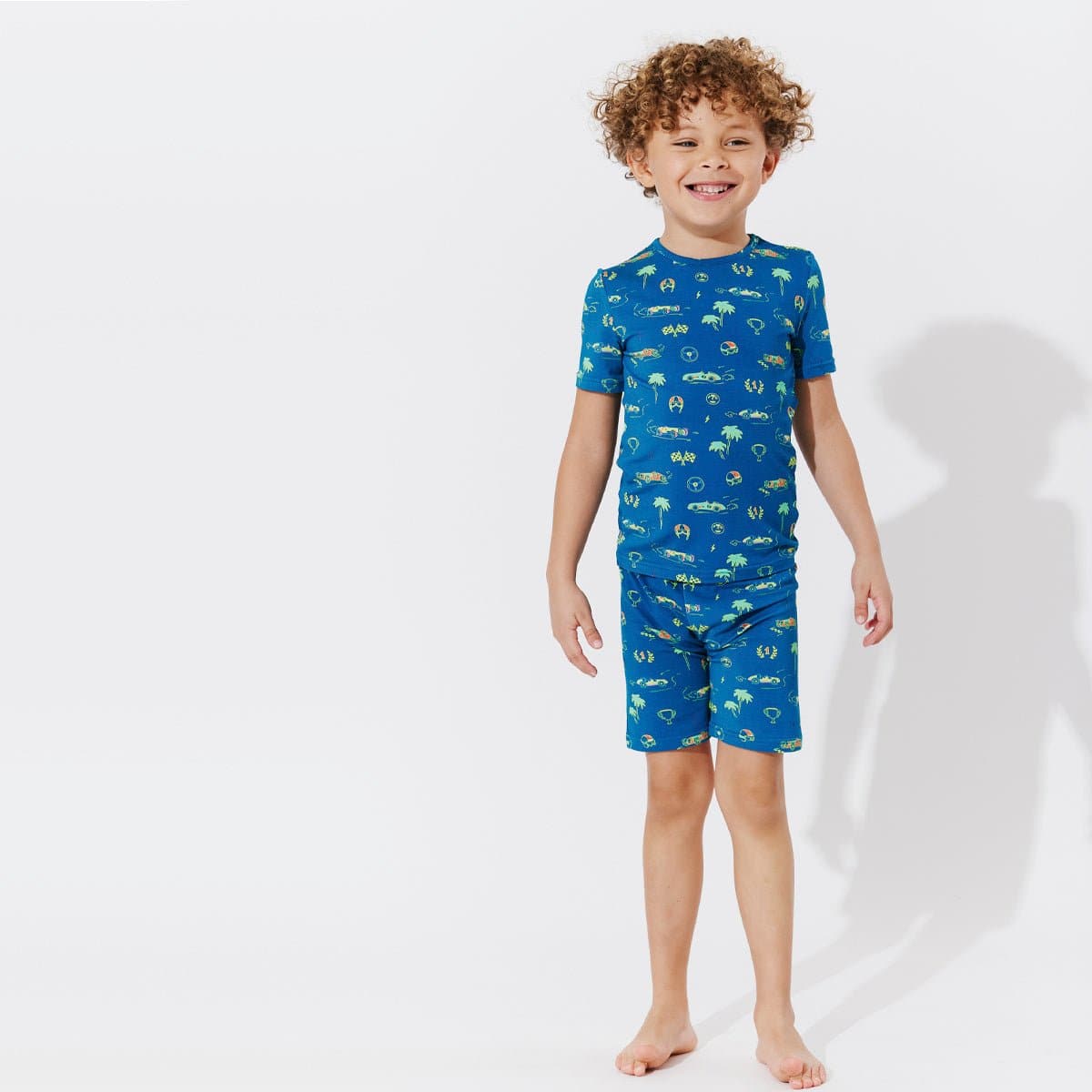 Monaco Blue Bamboo Kids Pajama Short Set