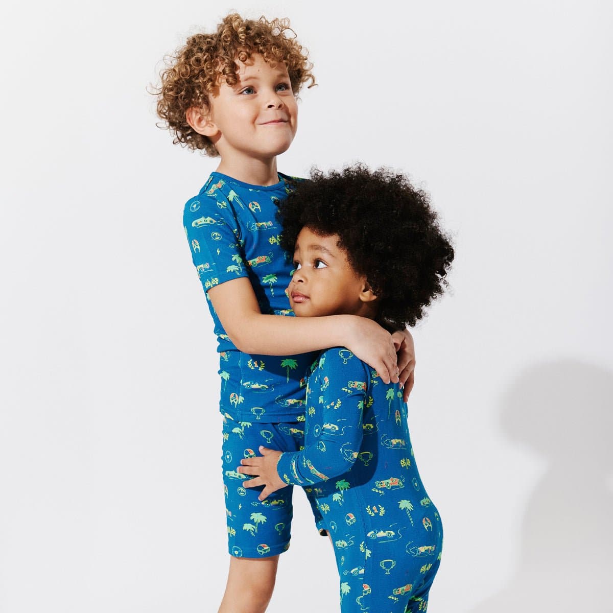 Monaco Blue Bamboo Kids Pajama Short Set