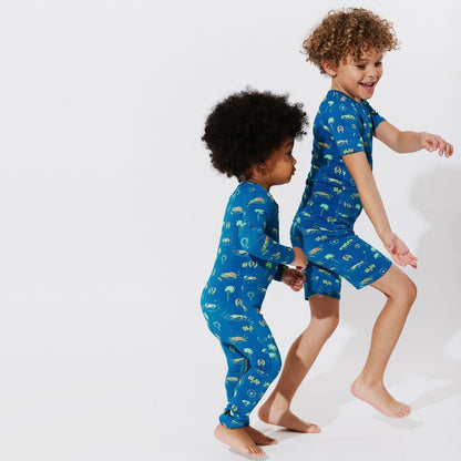 Monaco Blue Bamboo Kids Pajama Short Set