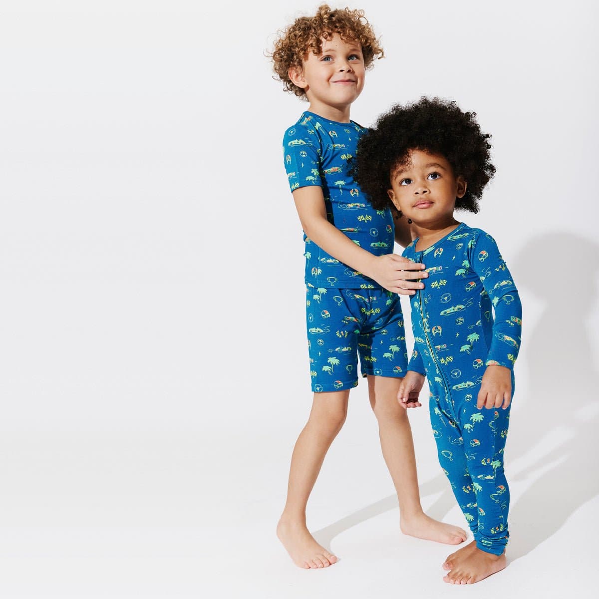 Monaco Blue Bamboo Convertible Footie - Ivory Soul