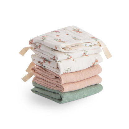 Muslin Cotton Washcloth 5-Pack - Ivory Soul