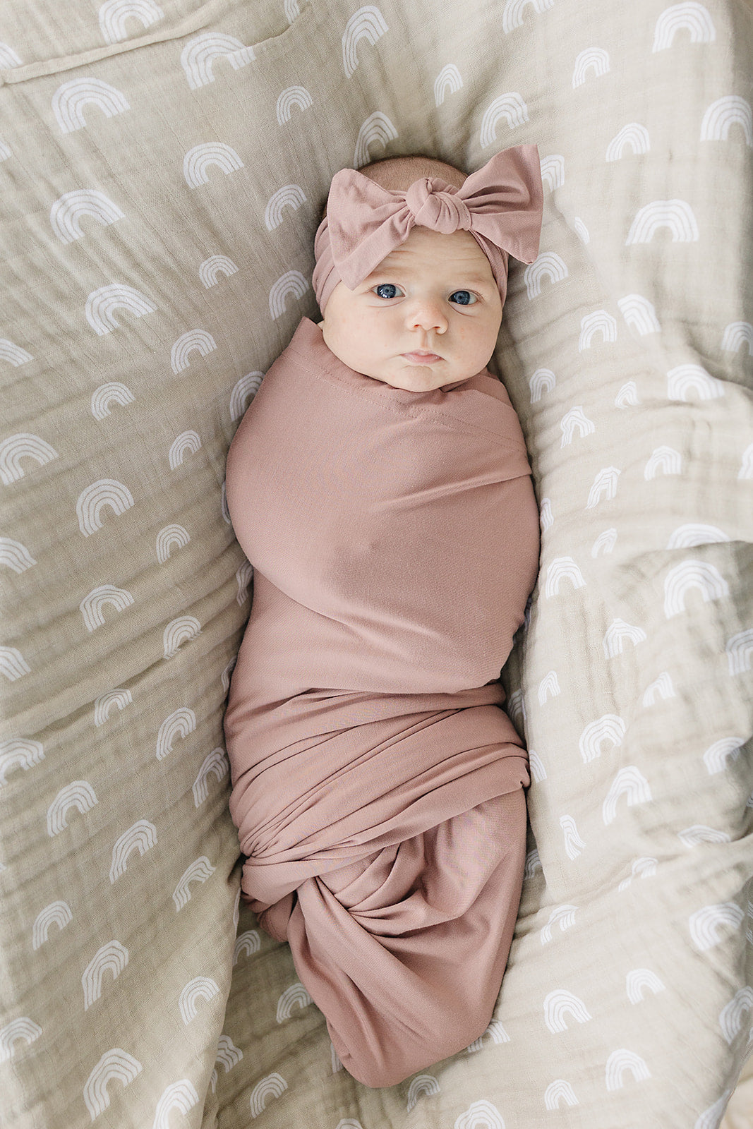 Dusty Rose Bamboo Stretch Swaddle - Ivory Soul