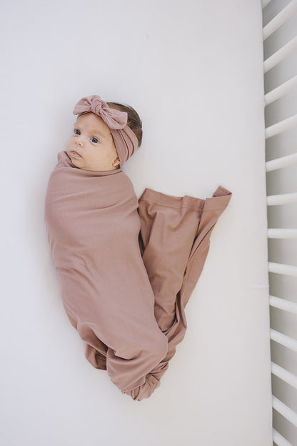 Dusty Rose Bamboo Stretch Swaddle - Ivory Soul